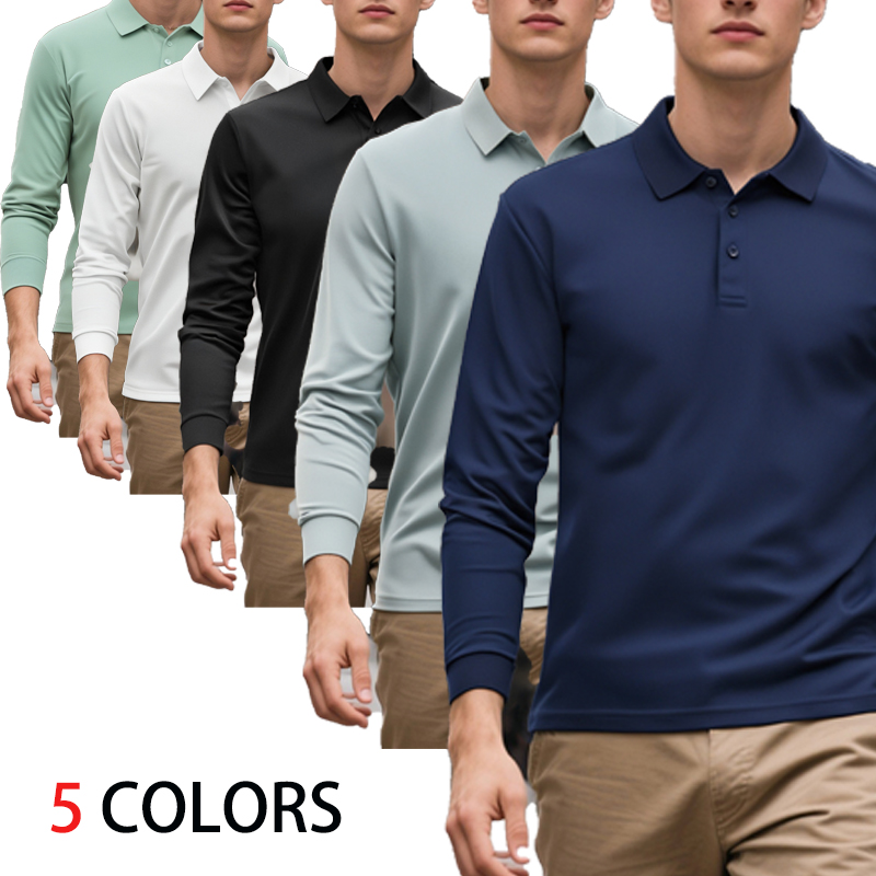Golf Equipment Wholesale - Men's Simple Long Sleeve Polo Shirt,