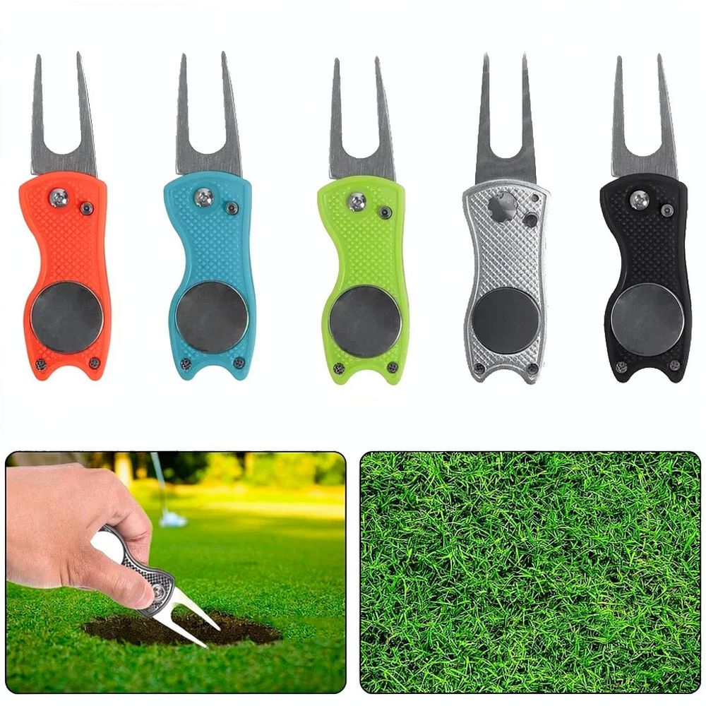 Golf Equipment Essentials - Compact Golf Divot Repair Fork Folding